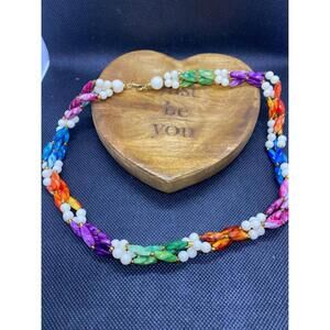 Jewelry Multicolor Rainbow Vintage necklace beaded 18''